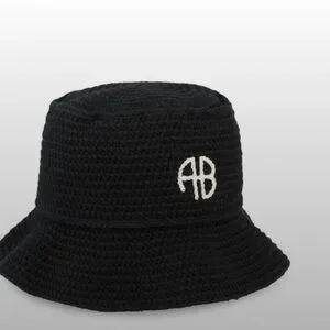 Anine bing AB black bucket hat ANINE BING Nicks Bucket Hat - Black And Brown Leopard main image 4